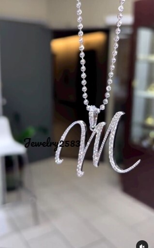 Father's Day Gift Any Single Initial Letter Real Moissanite Pendant 925 Silver