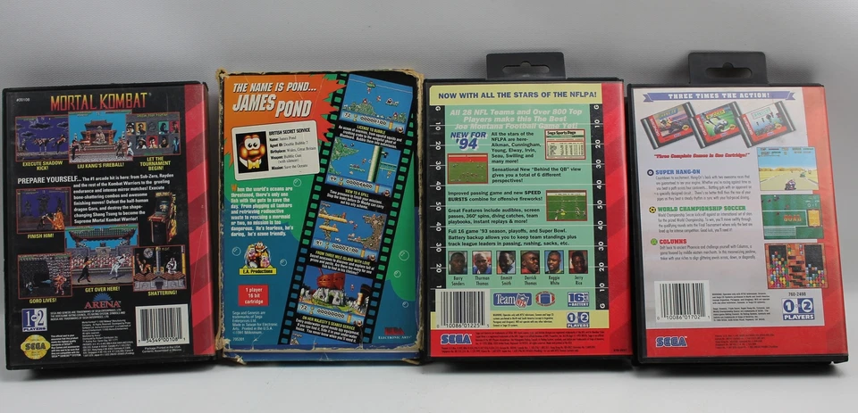 Vintage Sega Genesis James Pond Mortal Kombat Tipple Score 94 Football Video Gme - Image 2 of 4