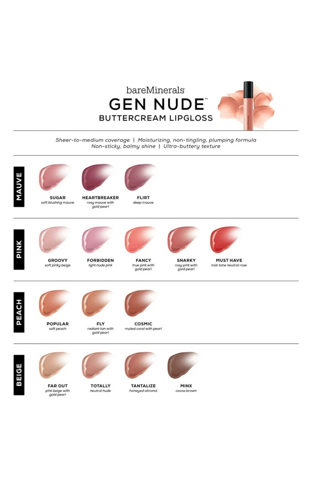 bareMinerals GEN NUDE™ Buttercream Lipgloss - Minx - cocoa brown - Image 3 of 4