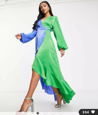 Flounce London balloon sleeve ruffle maxi dress in contrast blue and... | eBay Flounce London balloon sleeve ruffle maxi dress in contrast blue and... | eBay