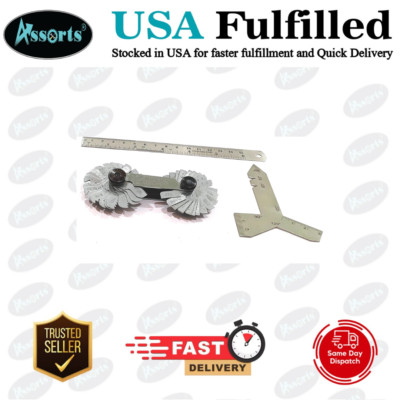 Precision Thread Pitch Gauge Set + 6  SS Rule & Grinding Gauge.