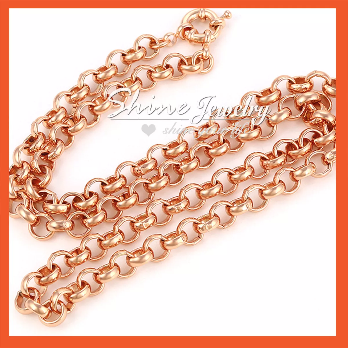 24K ROSE GOLD GF WOMENS SOLID BELCHER RINGS LINKS CHAIN NECKLACE GIFT 16 30 INCH