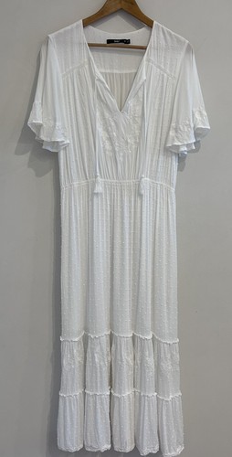 Sportsgirl White Boho Midi Dress Size 14 Au / 10 US / L Large Embroidered Lace - Picture 2 of 17