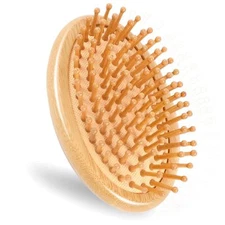 Bamboo Massage Comb, Wooden Scalp Massager Wooden Hair Brush Round Portable Bamb