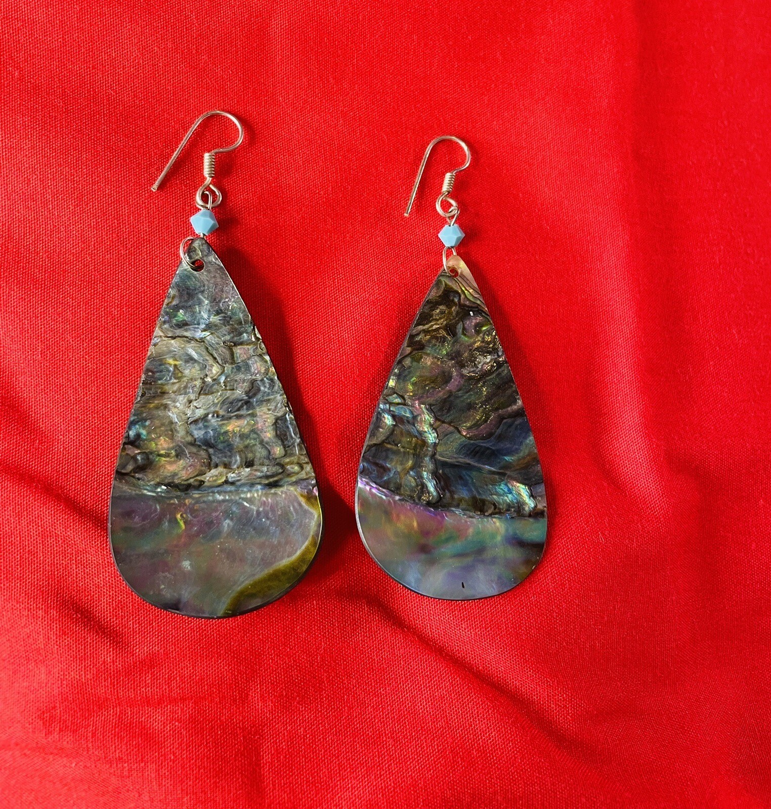 Natural Abalone Shell Teardrop Dangle Earrings - image 2