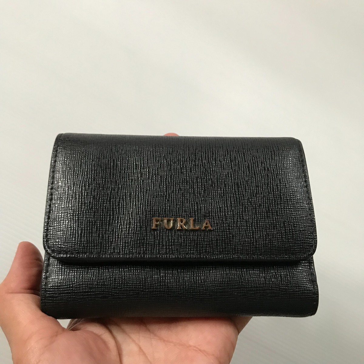 FURLA Black Leather Bifold Mini Men Women Wallet Italy | eBay display picture 1