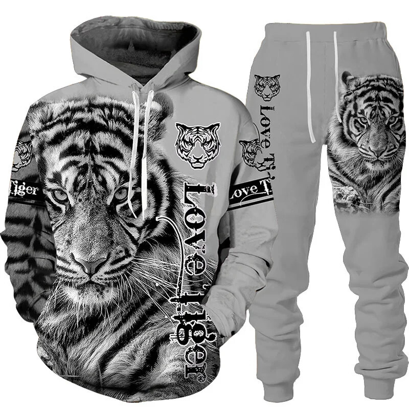 Printed Hoodie + Pants Suit Men/Women 2 Pcs Sportwear Tracksuit Set Winter Men's
