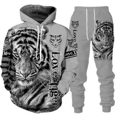 Printed Hoodie + Pants Suit Men/Women 2 Pcs Sportwear Tracksuit Set Winter Men's