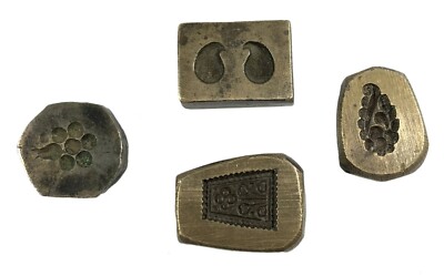 Indian Traditional Bronze Jewelry Stamp Dyes Set of 4 Unique Stamp Mould G46-744