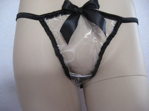 Clear pvc pink knickers black white G string Panties feminine sheer Lingerie - Picture 3 of 3