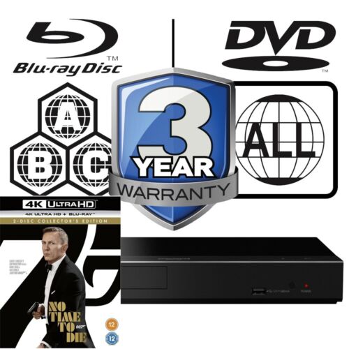 Panasonic Blu-ray Player DP-UB450 All Zone Free MultiRegion 4K & No Time To Die - Picture 1 of 7