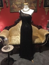 SCALA Bronze Sequin Beaded Dress Long Formal Pageant Prom Evening Gown Xs