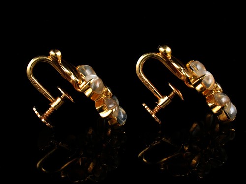 PENDIENTES DE PIEDRA LUNAR NATURAL Y ZAFIRO TIFFANY & CO. ART DECO DE COLECCIÓN - Imagen 6 de 10