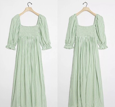 NEW W/ TAG | $209 Anthropologie x Faithfull Gingham Lilou Smocked Maxi Dress | M