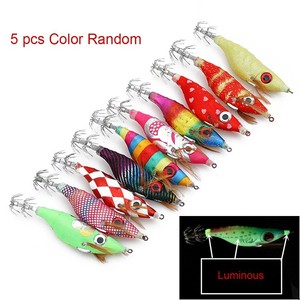 5 Pcs Glow in the Dark Luminous Fishing Lures Bait Squid Shrimp jigs Hooks 10cm