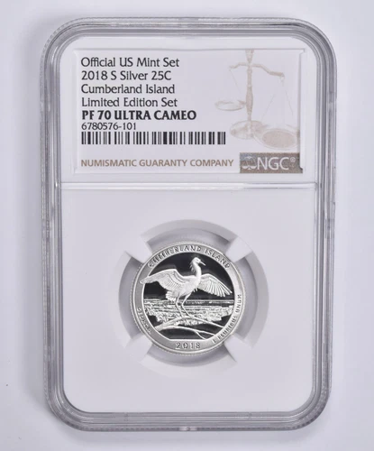 PF70 UCam 2018-S Silver Quarter Cumberland Island Limited Edition Set NGC