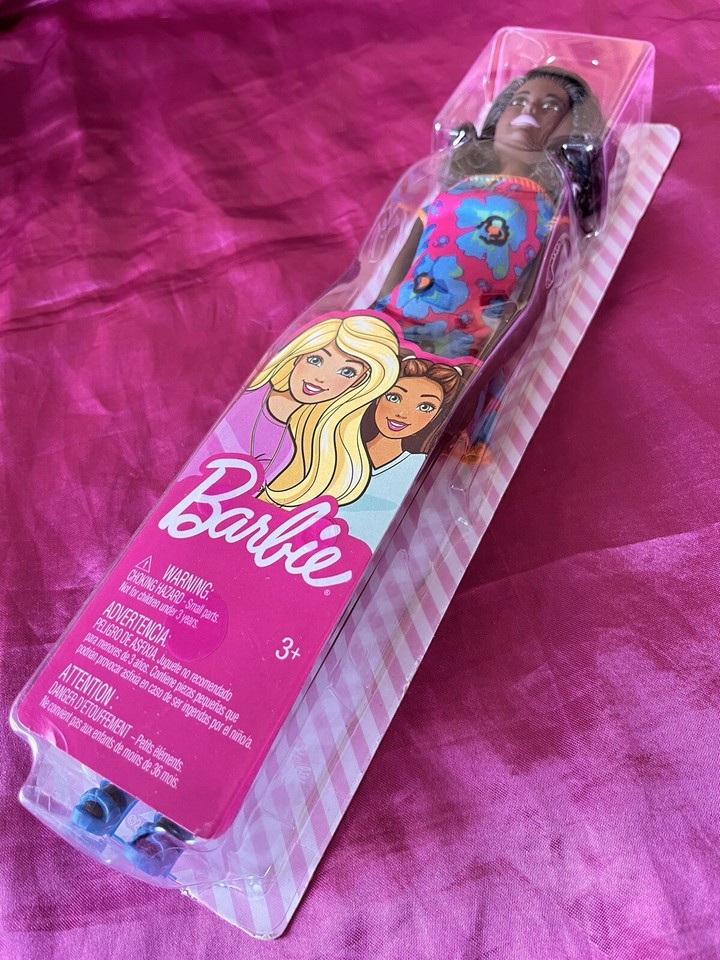 African American Black BARBIE Doll VTG style Print Dress w Heels GBK92