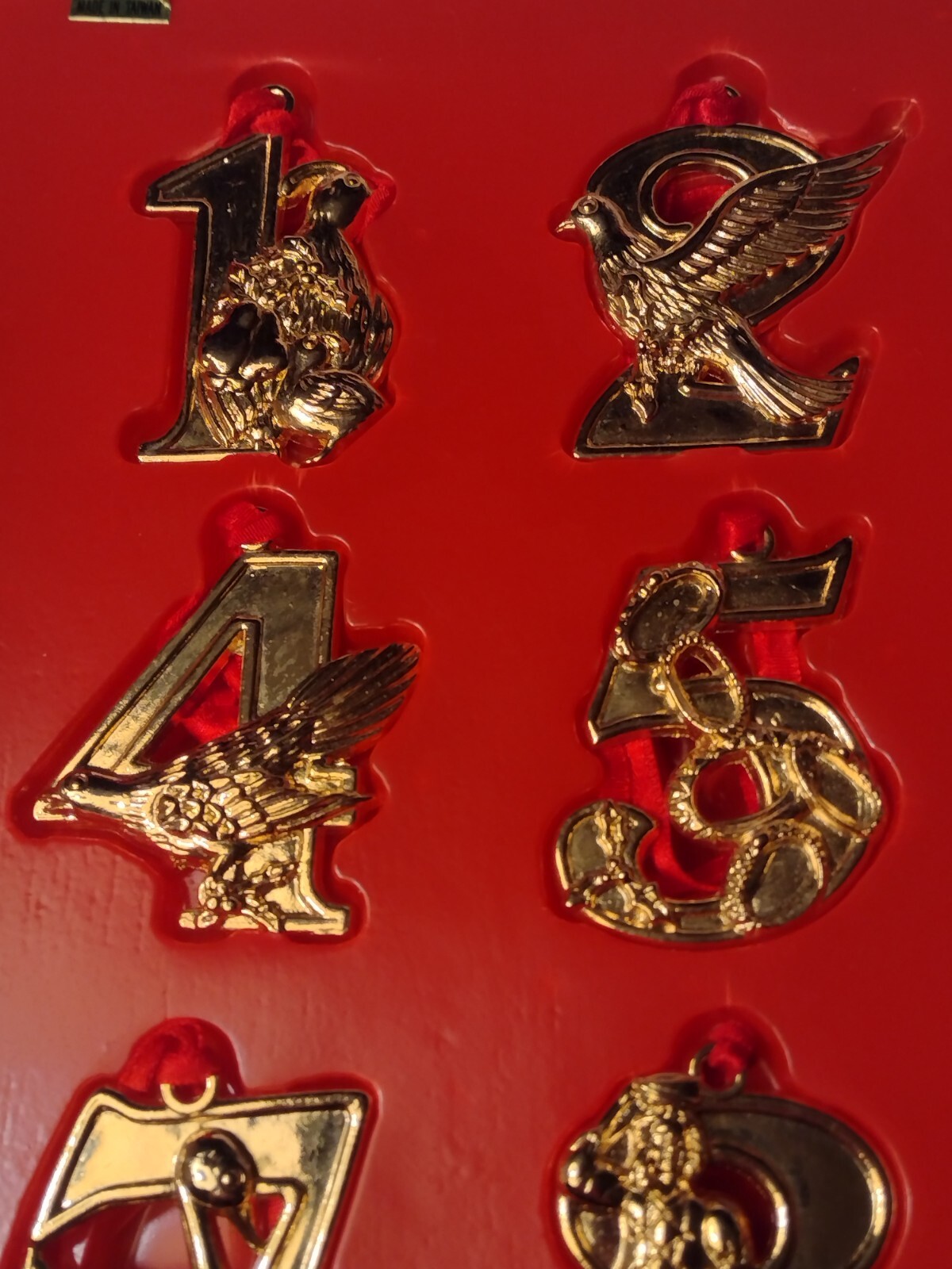 Vtg. Lillian Vernon "12 Days of Christmas" Brass Ornaments In Gold Rare