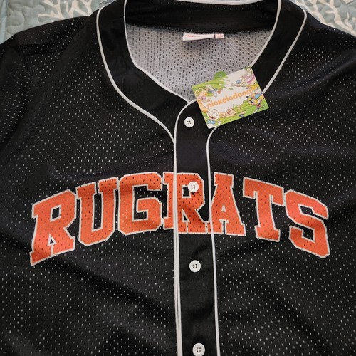 NEW Mens Nickelodeon Rugrats Black Baseball Jersey Shirt Size 4XL - 第 2/7 張圖片