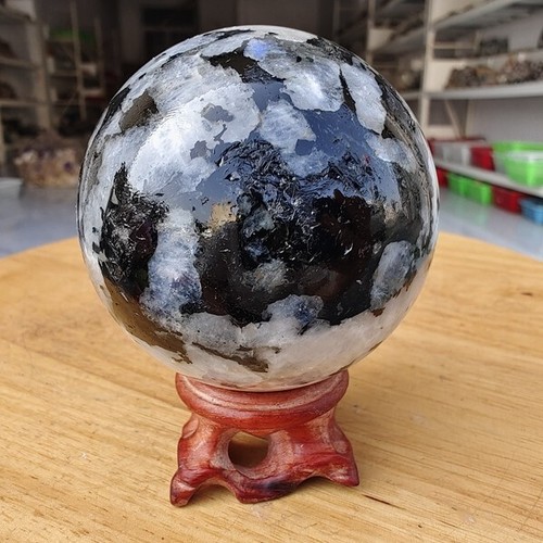 500g Large White Rainbow Moonstone Crystal Sphere Rare Quartz Ball Healing - Foto 2 di 14
