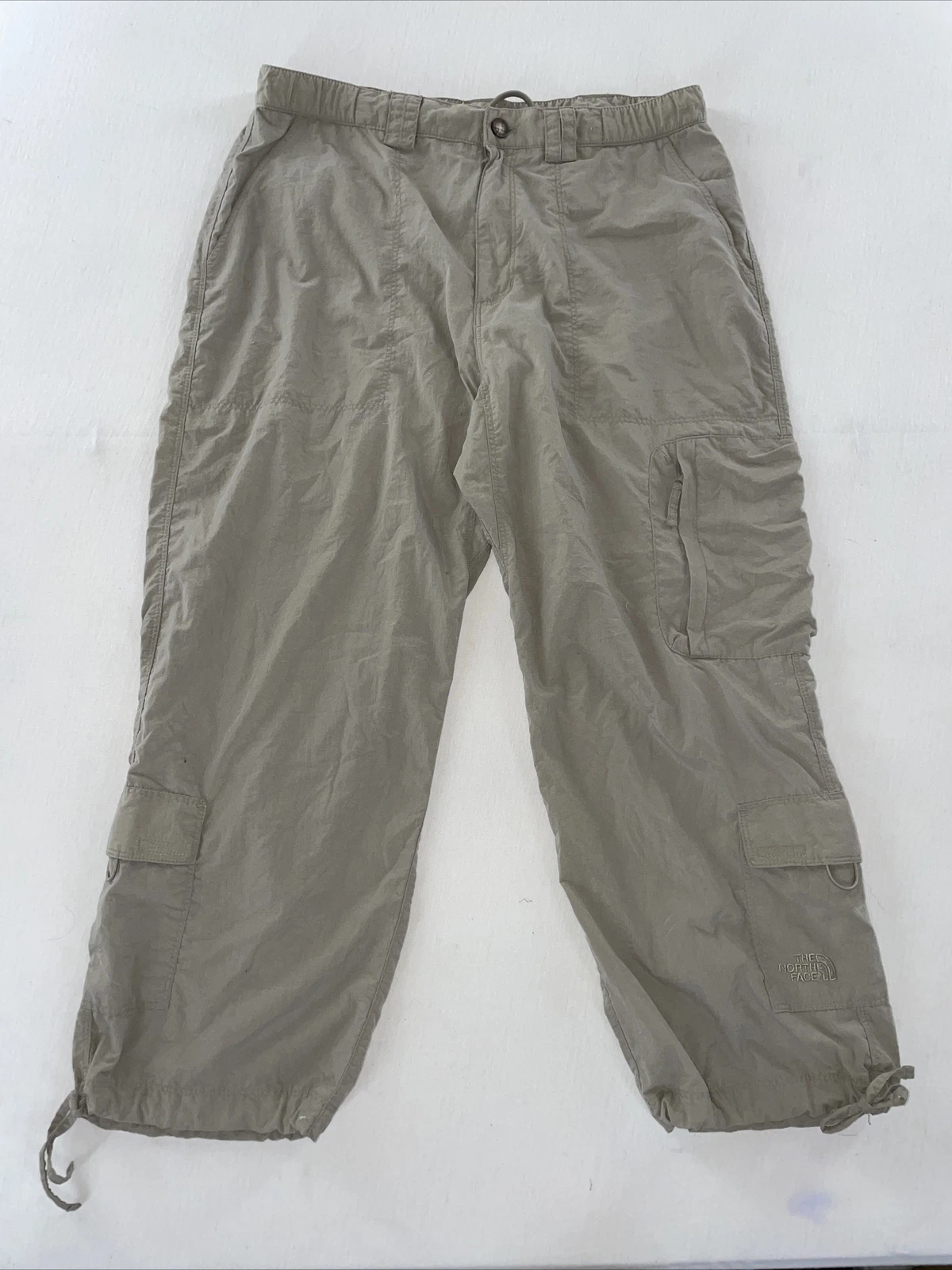 The North Face Capri Pants Beige Women's Med Drawstring Waist 100% Nylon Outdoor