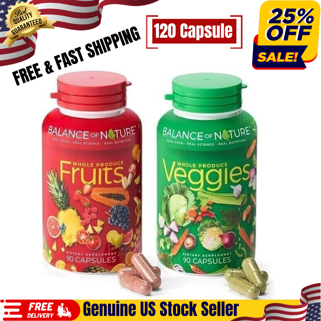 NEW Balance of Nature Fruits and Veggies Whole Food Supplement 180