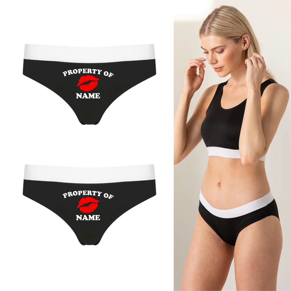 Personalised Property Of Name Ladies Knickers Underwear Valentines Wife  Panties