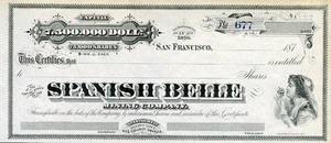 187_ Spanish Belle Mining Co Stock Certificate