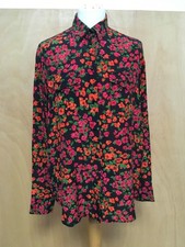 Image of The Kooples silk crepe shirt blouse black red orange floral  2 M-L