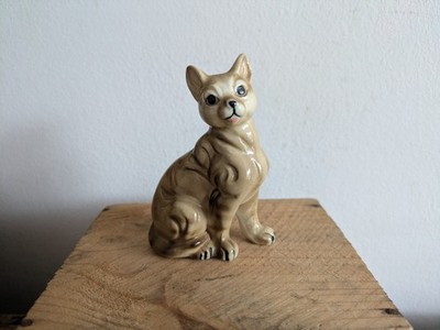 Vintage graue Tabby Katze Keramik Figur Katze Fell Baby handbemalt 8,8 cm hoch 