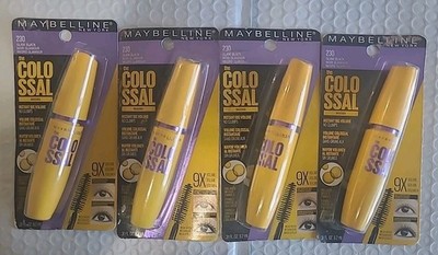 4 PACK Maybelline Volum' Express Colossal Washable Mascara Makeup, Glam Black