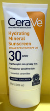 CeraVe Hydrating Mineral Sunscreen Body Lotion SPF 30 5oz EXP:03/28 free ship