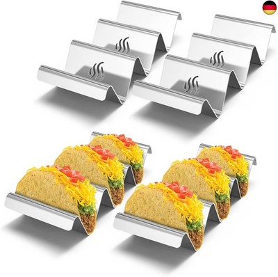 Onlyfire Edelstahl Taco Halter Ständer in Wellenform, 4 solide Taco Tabletts 