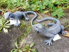 2x Eidechse Echse Polyrisin Deko Garten 15 cm grau gecko  Leguan