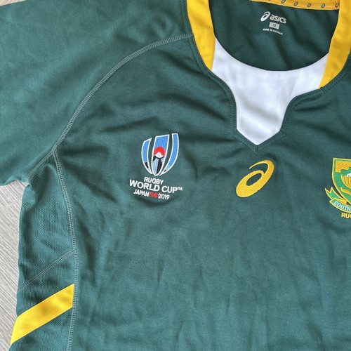 Asics South Africa Rugby Jersey Mens Green World Cup Japan 2019 Size Medium New - Picture 2 of 8