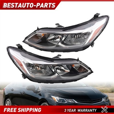 Pair Halogen Headlights w/Bulb For 2016-2019 Chevrolet Cruze 1.4L1.6L1.8L W/Bulb