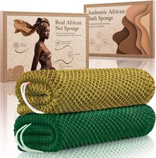 2pc Authentic African Net Sponge Exfoliating Body Scrubber Bath Washcloth Handle