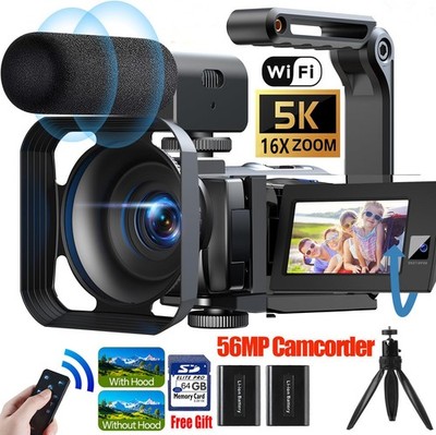  5K Camcorder Video Camera 56MP 16X Digital Zoom Vlogging Camera WiFi w/ Tripod~