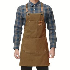 HEAVY DUTY Canvas Kitchen Chef Cooking Apron Cross-Back Adjustable 3 Pocket's US