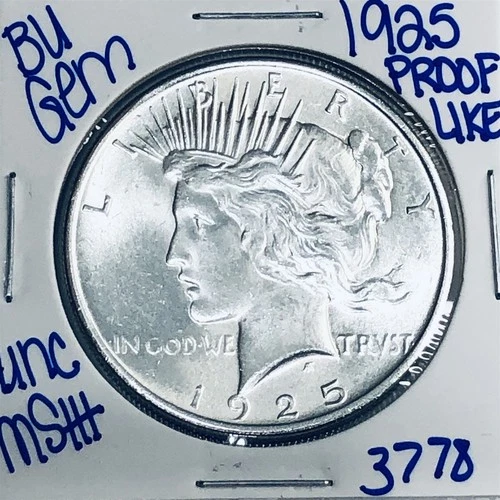 1925 BU UNCIRCULATED SILVER PEACE DOLLAR AUTHENTIC U.S. MINT FREE SHIPPING 3778