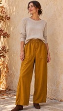 NWT Eileen Fisher Organic Linen Wide-Leg Pants Bronze Natural Minimalist M