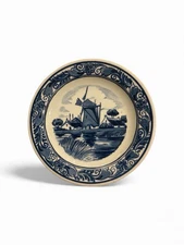 Rare Blauw Delfts Blue Windmill Collector’s 5.25” Plate Handpainted in Holland