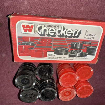 Vintage 24 Whitman Crown Checkers in Box plus loose spares