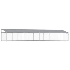 Dog Cage with Roof Silver Steel and PE Kennel Run Pet Enclosure Outdoor vidaXL