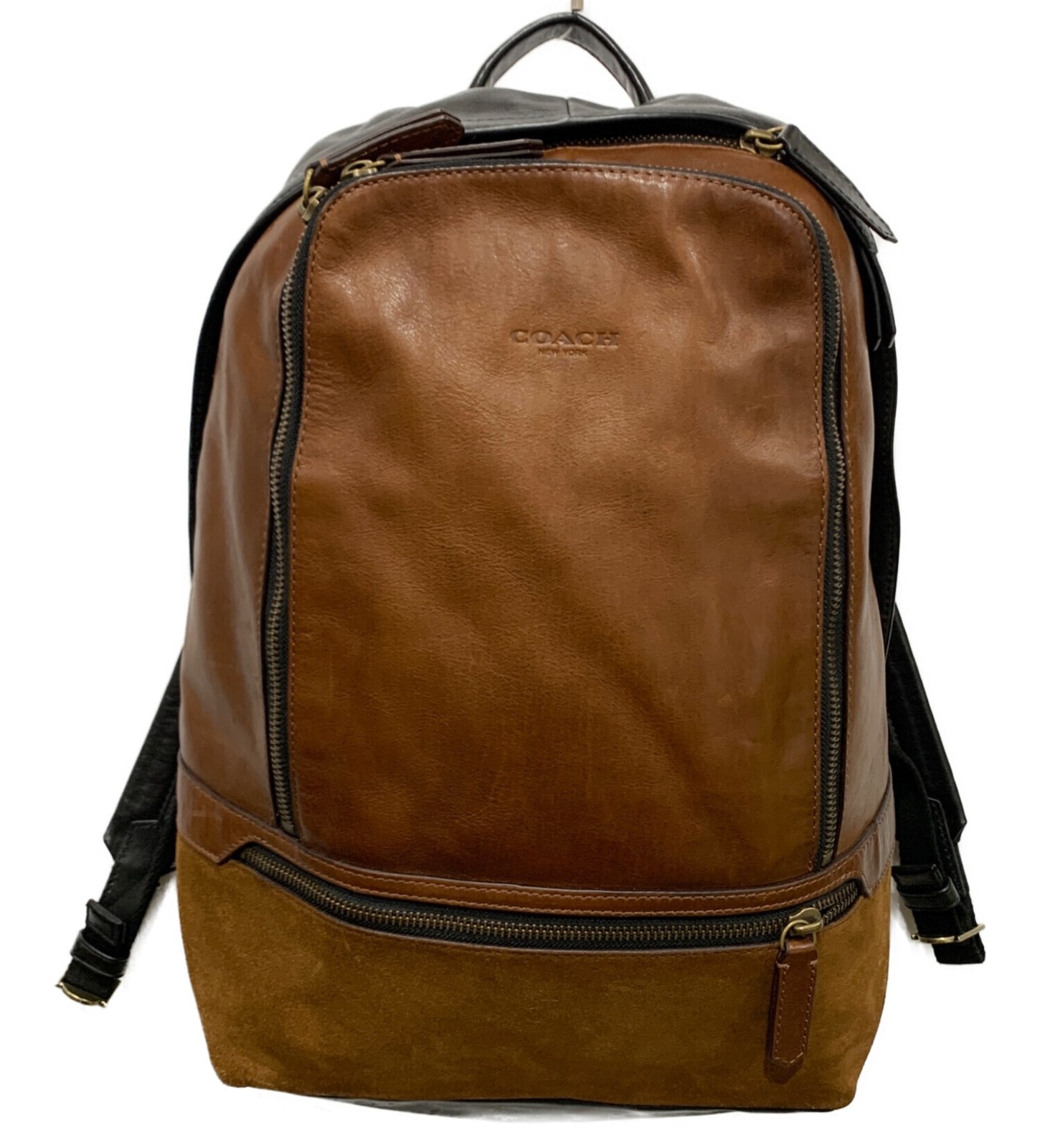COACH Backpack Brown Leather Men Rucksack laptop 71425