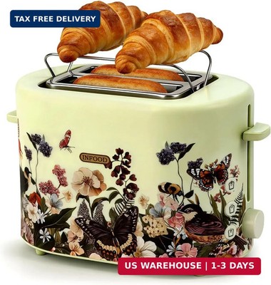INFOOD Retro Toaster 2 Slice - 6 Toast Settings, Cancel/Defrost/Reheat Buttons, 