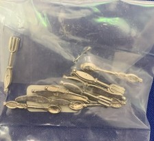 Miniature 12 Piece Set Metal Silver Flatware Silverware 1:12 Doll Dollhouse Lot