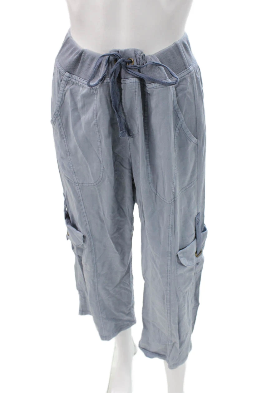 Wearables Women Capri Pants Blue Drawstring Size M