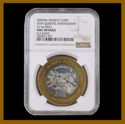 Mexico 100 Pesos Silver Coin, 2005 400 Anniv. Don Quixote NGC Unc
