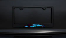 Z51 Corvette License Plate Frame Black Stainless Steel Rapid Blue Style
